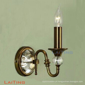 Lâmpada de parede de cristal de bronze de luz única vela para decoração de casa